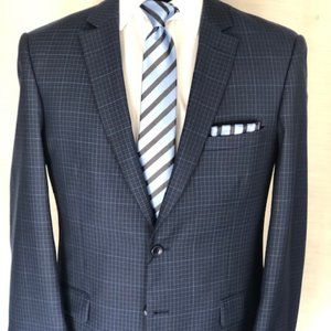 Navy Blue Plaid Sport Coat